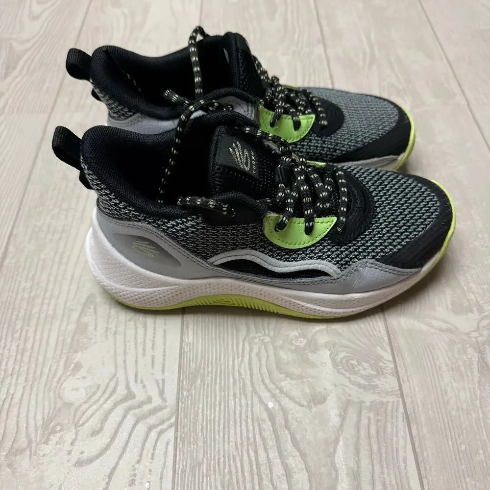 Under Armour Curry Basketball Shoes Kids 2Y Black Gray Volt Green